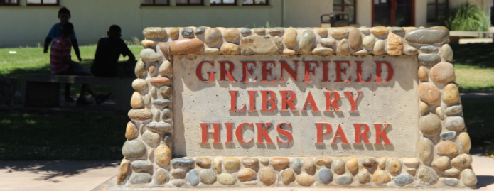 A stone sign reading 